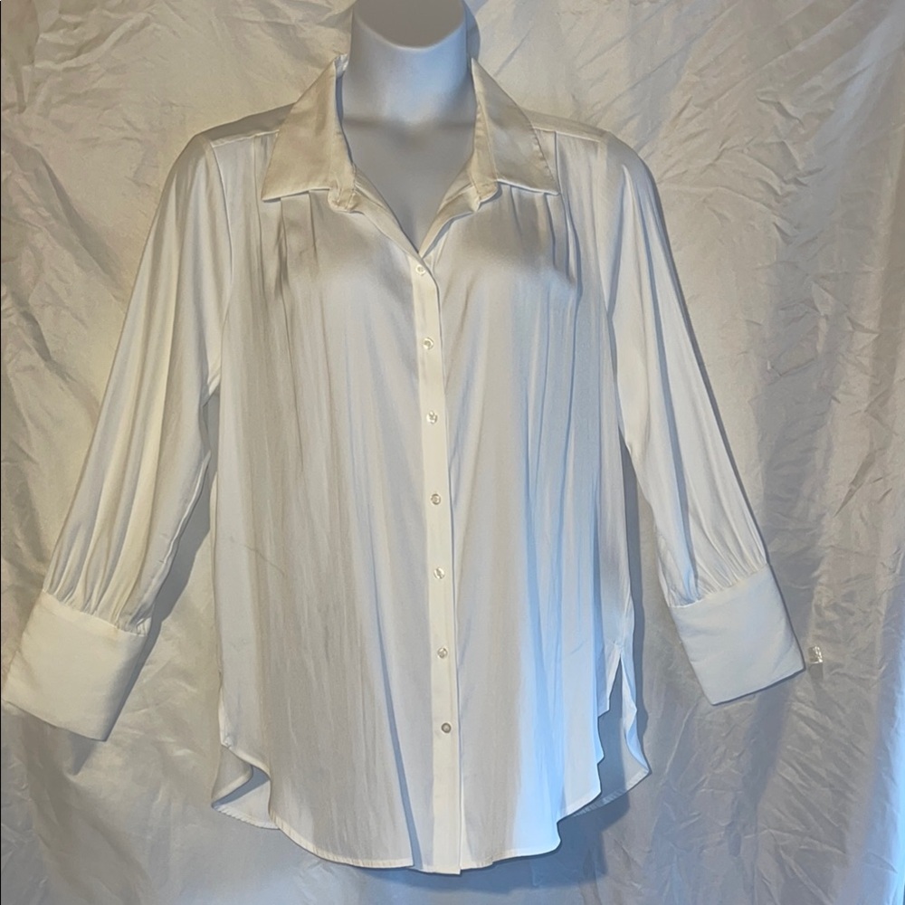 Simply Vera Vera Wang Cream Notched Collar Button Down Shirt